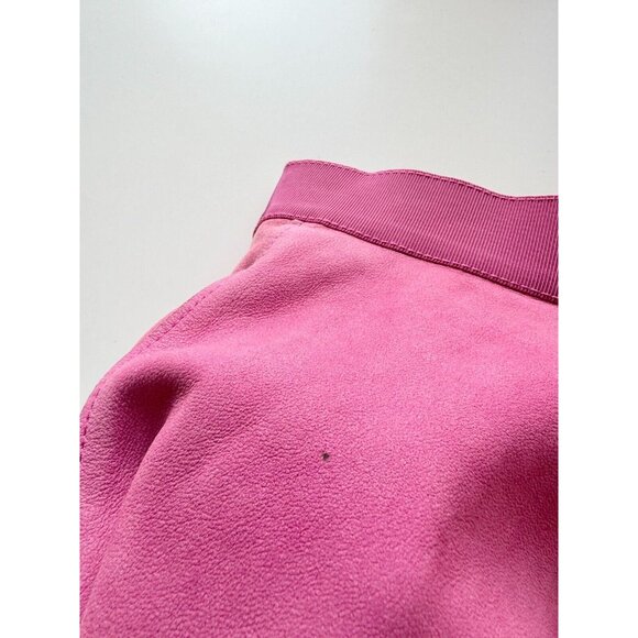 3.1 PHILLIP LIM Fuchsia Pink Sheep Skin Leather Suede Circle Mini Skirt, Size 4 - Picture 7 of 16